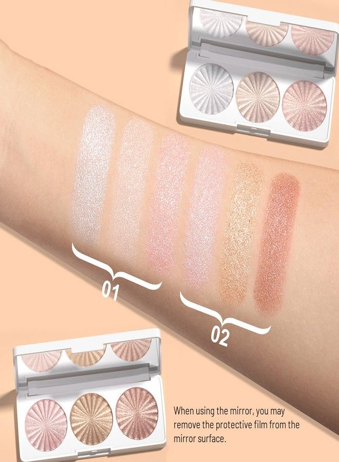 AMY'S DIARY Pearl White Ice Silver Champagne Gold Rose Pink Shimmer Glitter Highlighter Highlight Makeup Contour Powder,Glitter Face Illuminator Highlighter, Illuminator Make Up (Lunar Glow Trio) - Image 4